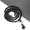 Bracelets de charme Terapia de obsidiana negra de pedra natural 108 Minchas Luminous Multi Jewelry Gift for Men Dropship