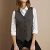 Gilets pour femmes gilet sur mesure pour femmes gris foncé mariage chevrons tweed col en V élégant OL gilet bureau décontracté formel travail porter 2023