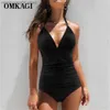 Женские купальные костюмы Omkagi Solid One Piece Swimsuit Womewear Женщины Maillot de Bain Leopard Femme Плавание купание пляжная одежда монокини купальник T230606