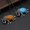 Pendant Necklaces Natural Shell Stone Necklace Vintage Blue Turquoise Elephant For DIY Jewelry Making Bracelet Home Decoration