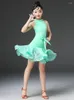 Scene Wear Lace Latin Dance Dress for Girls Child Salsa Tango Ballroom Dancing Competition Costume Kids Practice kläder