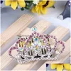 Tiaras Crown Princess Tiara Comb Flower Girls Crystal Rhinestone Hair Head Wear Accessories Birthday Gift Will And Sandy Drop Delive Dh68I