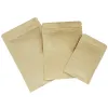 100 st all-Match Kraft Brown Flat Bottom Packaging Påsar miljövänlig matlagring Förpackning Packning av dragkedja