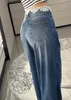 Designer-Jeans für Damen, lange Hosen, hochwertige Hosen, Taschenstickerei, Buchstabe, hohe Taille, schlanke, gerade Jeans für Frauen, C4