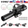 VOMZ 3-9x32 escopo iluminado rangefinder retículo rifle holográfico 4 retículo mira 20mm vermelho grenn laser para caça-verde