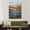 Handcrafted Canvas Art for Living Room Decor Villagio Blu Modern Painting Realistic Landscape Beautiful