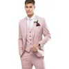 Men's Suits Tailor Made Light Pink Men Suit Slim Fit Groom Prom Party Blazer Costume Marriage Homme Male Tuxedo 3pcs(Jacket Pants Vest)