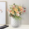 Decorative Flowers 1 Bunch Artificial Flower Useful 5 Forks Rose Festival Supplies Clear Texture Fake