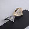 Fashion Gold Silver Plated Band Rings Luxury Designer Diamond Triangle Ring Hip Hop Jewelry Bague Par Anello For Men Women Lovers Gift Jewelry Accessory