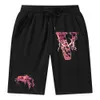 Shorts masculinos vlone cinco minutos de calças shorts Summer Wear The Carp Loose Cotton letter Shorts Masculino Países Maré Hip-hop Esporte Lazer Casual masculino curto dsq2 d2 preto