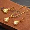 Necklace Earrings Set Women Fashion High 3d Jewelry Wedding Sets 14 K Fine Gold Color Filled Africa/Arabia/Middle East Gift
