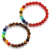 Perline di filo di pietre preziose Perline rotonde Pietra naturale Stretch Yoga Reiki Braccialetti Ametista Turchese Bracciale 7 Chakra Gioielli di moda D Dhmta