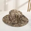 Wide Brim Hats Summer Breathable Hiking Hat Men's Outdoor Outing Adjustable Draw Rope Visor Double-sided Camo Cap For Men