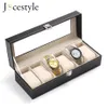 6 Slots Watch Case Box Bijoux Boîte De Rangement avec Couverture Cas Bijoux Montres Présentoir Organisateur CX2008073181