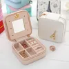 Jewelry Pouches Cute Necklace Rings Earrings Jewel Storage Box Ewellery PU Leather Travel Small Jewellery Organiser For Women With Mirror