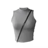 Tanks New Women's Y2K Oblique Zipper Crop Summer Tight Tank Top Sleeveless Solid Camis Clothing P230605