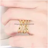 حلقات الكتلة Diamond Cross Gold Crystsal Open Delelable Knackle Ring Band for Women Fashion Jewelry Will and Sandy drop de dhhha