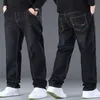 Mens Jeans män överdimensionerad svartblå lös stor storlek för avslappnade fettbyxor lastbyxor Pantalon Homme 8xl 10xl 230606