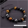 Bracciale con perline magnetiche in ematite con occhio di tigre in ossidiana da uomo con tripla protezione sanitaria in acciaio inossidabile da donna Drop Delivery J Dhb8V