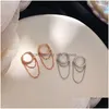 Hoop Huggie Rose Gold Chains Earrings Hip Hop Chain Dangle Women Ear Rings Fashion Jewelry Will And Sandy Drop Delivery Dhlo0