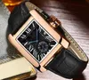 Andra klockor Fashion Lovers Wristwatch för Womenmen Square Luxury Ladies Watches Casual Watch Brand Black Leather Roman Dial Relogio Armband D J230606