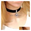 Chokers 1st Vintage Women Gothic Leon den professionella Mathilda Choker halsband flickor svart veet band retro solformad halsband dh8ph