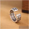 Bandringe Alte Sier Strickwebart Kreuz Ring Finger Hohl Offen Einstellbar Frauen Männer Modeschmuck Wille und Sandy Drop Lieferung DHSI3