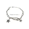 Очаровательные браслеты Sier Bracelet для женщин пары винтажные простые звезды циркон вечеринка украшения подарки подарки Drowd Dhfps