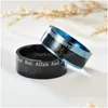 Band Rings Stainless Steel Muslim God Temperature Sensing Mood Ring Finger Width For Men Fashion Jewelry Will And Sandy Gold Black D Dhdzo