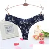 Femmes G-Strings Sexy Invisible Sans Soudure G String Sous-Vêtements Fleur Imprimer Mémoires Femmes Bikini Culotte String T Retour Lingerie Vêtements Dhq93