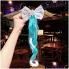 Hair Clips Barrettes Snowflake Bow Knot Hairpiece Clip Blue Cartoon Wig Children Girl Bobby Pin Hairpin Cosplay Princess Fashion J Dhebz
