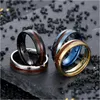 Band Rings Stainless Steel Wood Ring Blue Gold For Men Women Fashion Jewelry Will And Sandy New Drop Delivery Dhyck