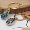 Dangle Chandelier Leopard Seashell Earring Earings For Women Boho Jewelry Trendy Beach Shell Earrings Stainless Steel Circle Drop D Dhqfg