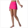 lu Women Sports Yoga Skirts Workout Shorts Zipper Pleated Tennis Golf Skirt Anti Exposure Fitness Short with Pocket 8134