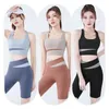 Tweedelige broek voor dames, naadloos splitsen, yogaset, sportkleding, trainingskleding voor dames, trainingspak, gymset, hoge taille, sportoutfit, yogafitnesspak 230606