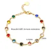 Kette JINHUI Buntes Bejeweled-Armband ity T S Edelstahl-Armreif für Frauen 12 Geburtssteine Regenbogenkristall-Kettenschmuck 230605
