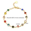 Catena JINHUI Bracciale Bejeweled colorato ity T S Bracciale in acciaio inossidabile per donna 12 Pietre arcobaleno Catena di gioielli in cristallo 230605