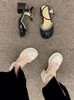 Scarpe eleganti Stile coreano Punta tonda Sandalo Colore puro Moda Tacco medio Mary Janes Bow Design Décolleté casual Antiscivolo 2023 Summer Chic