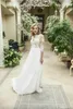 Elegant 3/4 Long Sleeves A-line Bohemian Wedding Dress Cheao White Lace Appliqued Plus Size Country Beach Boho Bridal Gown