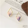 Dangle Chandelier Contracted Lozenge Color Contrast Earrings Female Fashion Lady Geometric Hollow Out The Triangle Stud Earring Dr Dhb75