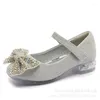 Flat Shoes 2023 Princess Kids High-Heeled For Little Girls Butterfly Glitter Dress Children 3 5 6 7 8 9 10 11 12 Years Old