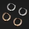 Hip Hop Full Zircon Hoop Boucles d'oreilles Bling 18K Plaqué Or Réel Hommes Femmes Bijoux Cadeau