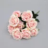 Decorative Flowers 44cm Rose Flower Bouquet Artificial Pink Red Wedding Pography Prop Decoration 10 Heads Silk Flores Home Decor Bunch