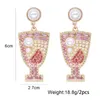 Dangle Earrings Personality Wine Glass Pink Crystal Rhinestone Drop For Women Statement Party Jewelry Cocktail 2023 Trend