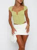 Vrouwen Tanks Vrouwen Y2k Vierkante Hals Crop Top Zomer Kapmouw Laag Uitgesneden Getextureerde Bustier Tops Basic Slim Fitted blouse