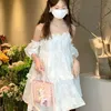 Vestidos casuales verano 2023 blanco Puff manga dulce vestido moda coreana princesa mujer francés Vintage Hada Kawaii suelto
