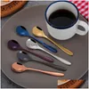 Spoons Stainless Steel Long Handle Coffee Spoon Gold Home Kitchen Dining Flatware Ice Cream Dessert Kids Baby Cutlery Tool Drop Deli Dhotm