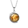 Collane con ciondolo Vintage Carta Kraft Mappa del mondo Collana con gemma del tempo Cabochon in vetro a doppia faccia Globo girevole per uomo Donna Bambini Dhxab