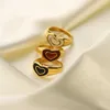 Vintage 18K PVD vergulde sieraden roestvrij staal persoonlijkheid kleurrijke dubbele laag emaille liefde hart ring voor meisje