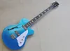 5 strängar Metal Blue Semi Hollow Electric Bass Guitar med 22 frets Rosewood Fretboard anpassningsbara